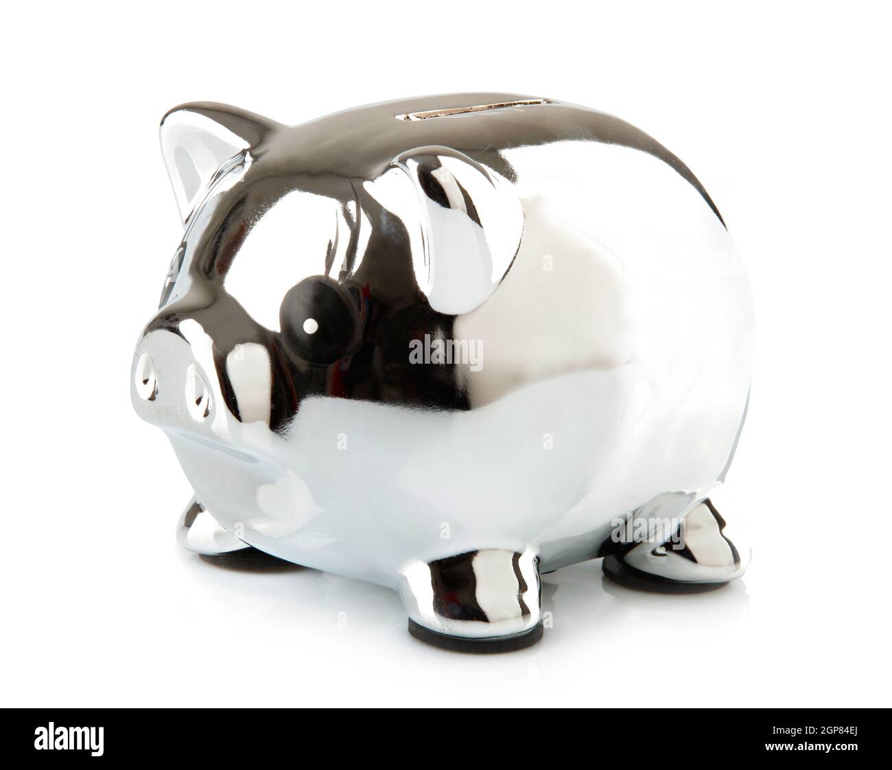 Piggy in Chrome simbolo per concetti finanziari Foto Stock