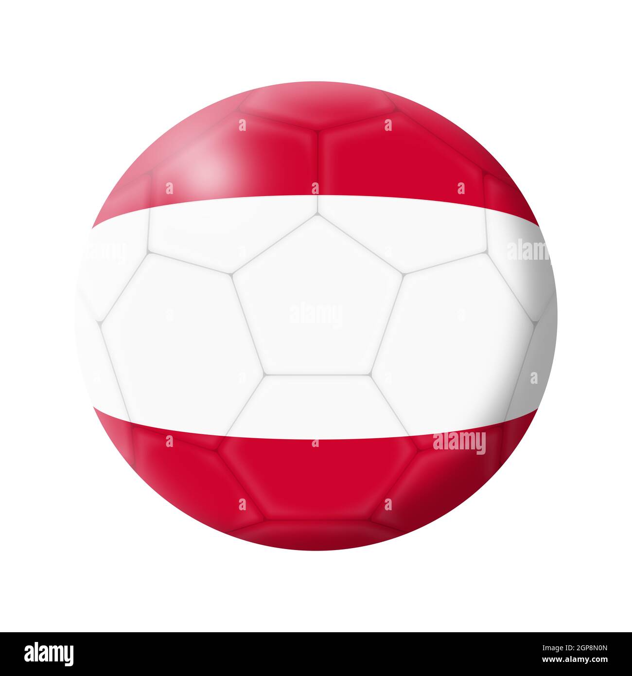 Un'illustrazione 3d del pallone da calcio austriaco isolato su bianco con tracciato di ritaglio Foto Stock