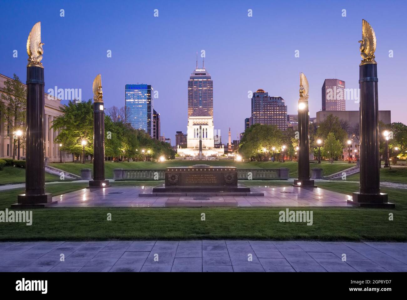 American Legion Mall at Sunset - Indianapolis - Indiana Foto Stock