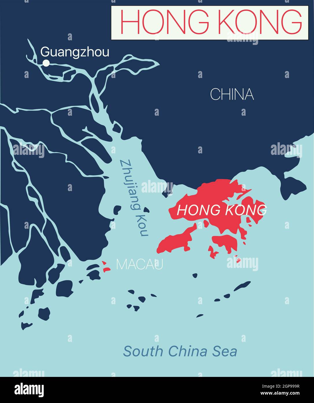 Mappa modificabile di Hong Kong. File vettoriale EPS-10 Foto Stock