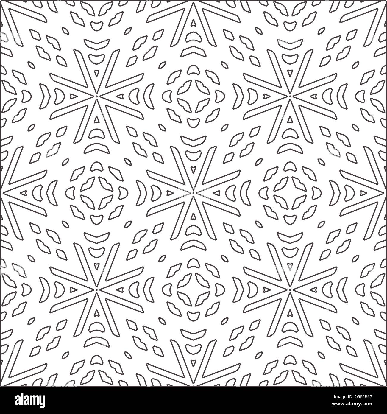 Pattern vettoriale con elementi simmetrici . Ripetizione di riquadri geometrici da elementi a strisce. Motivi neri. Illustrazione Vettoriale