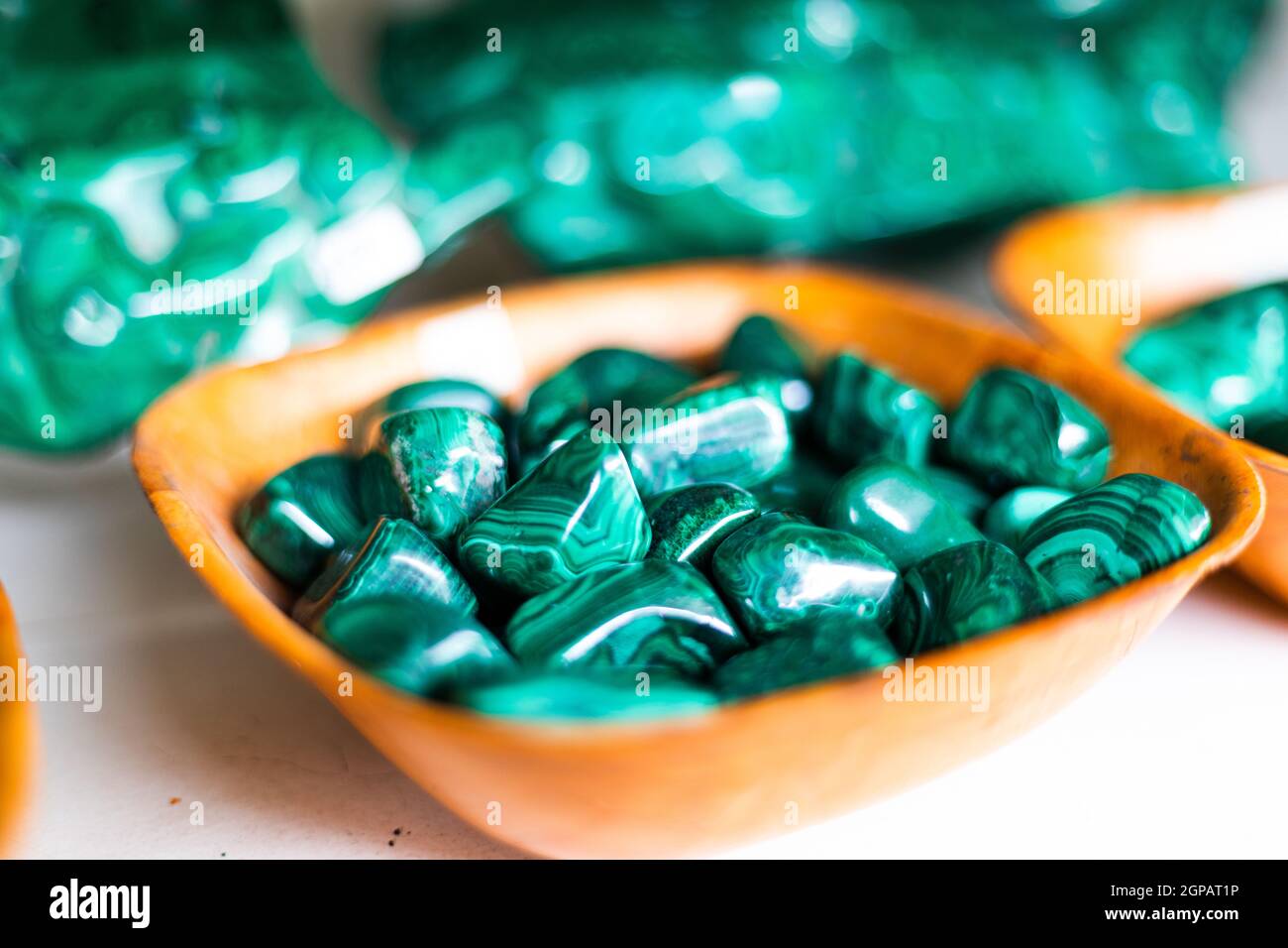 Vivace malachite verde in vendita nel negozio di roccia Utah Foto Stock