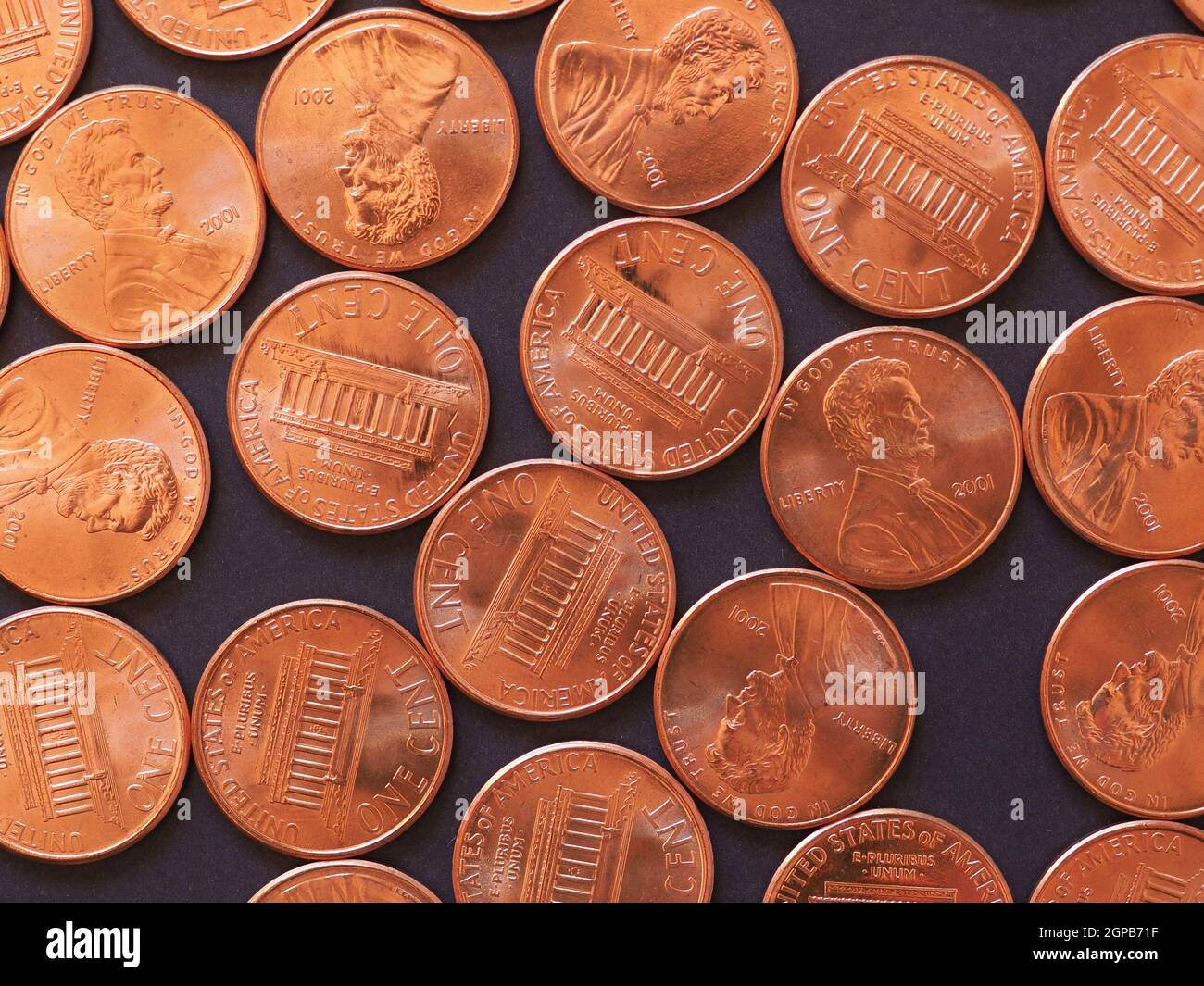 1 cent soldi (USD), valuta di Stati Uniti Foto stock - Alamy