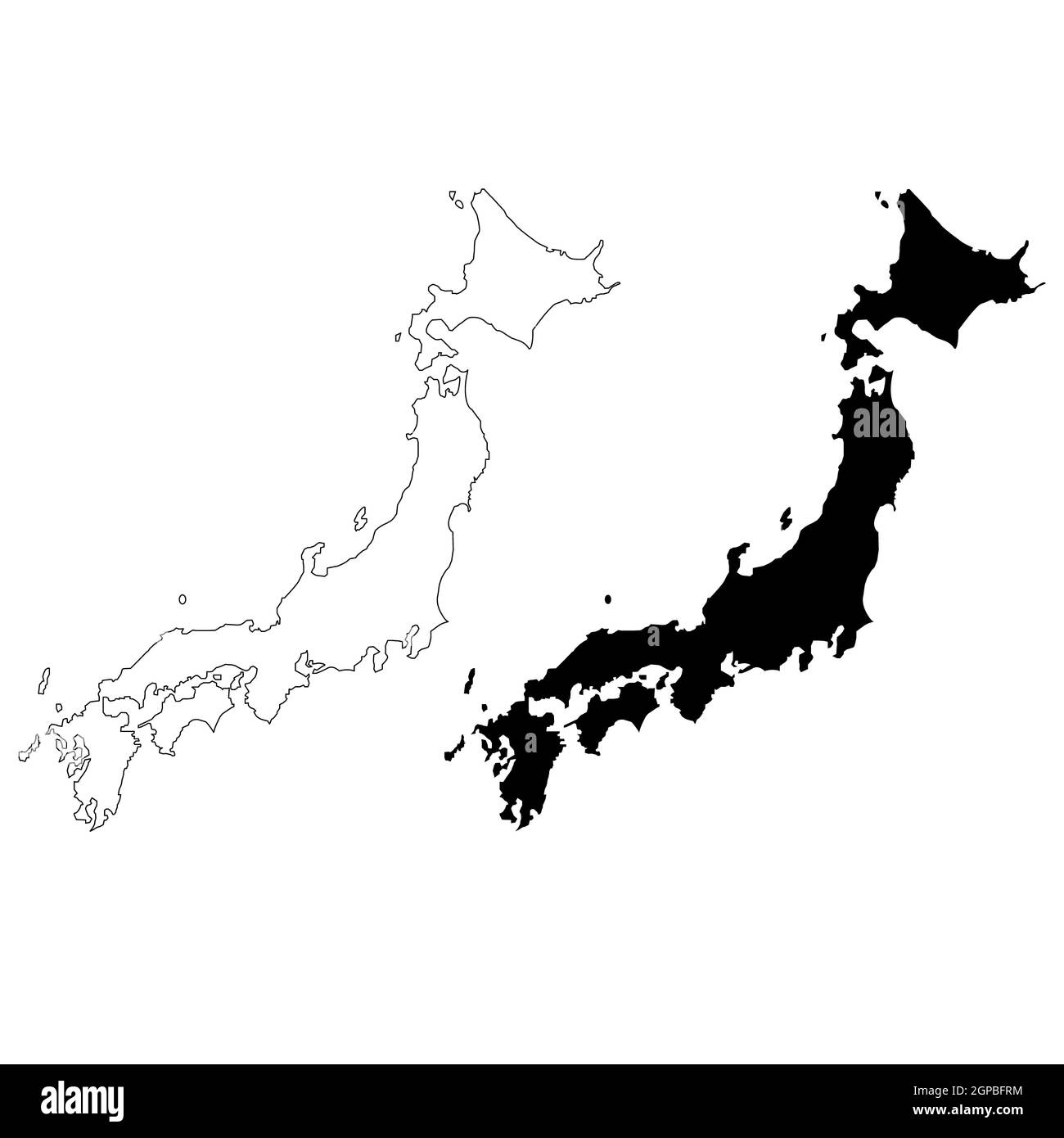 Mappa del Giappone su sfondo bianco. Mappa del Giappone. Stile piatto. Foto Stock