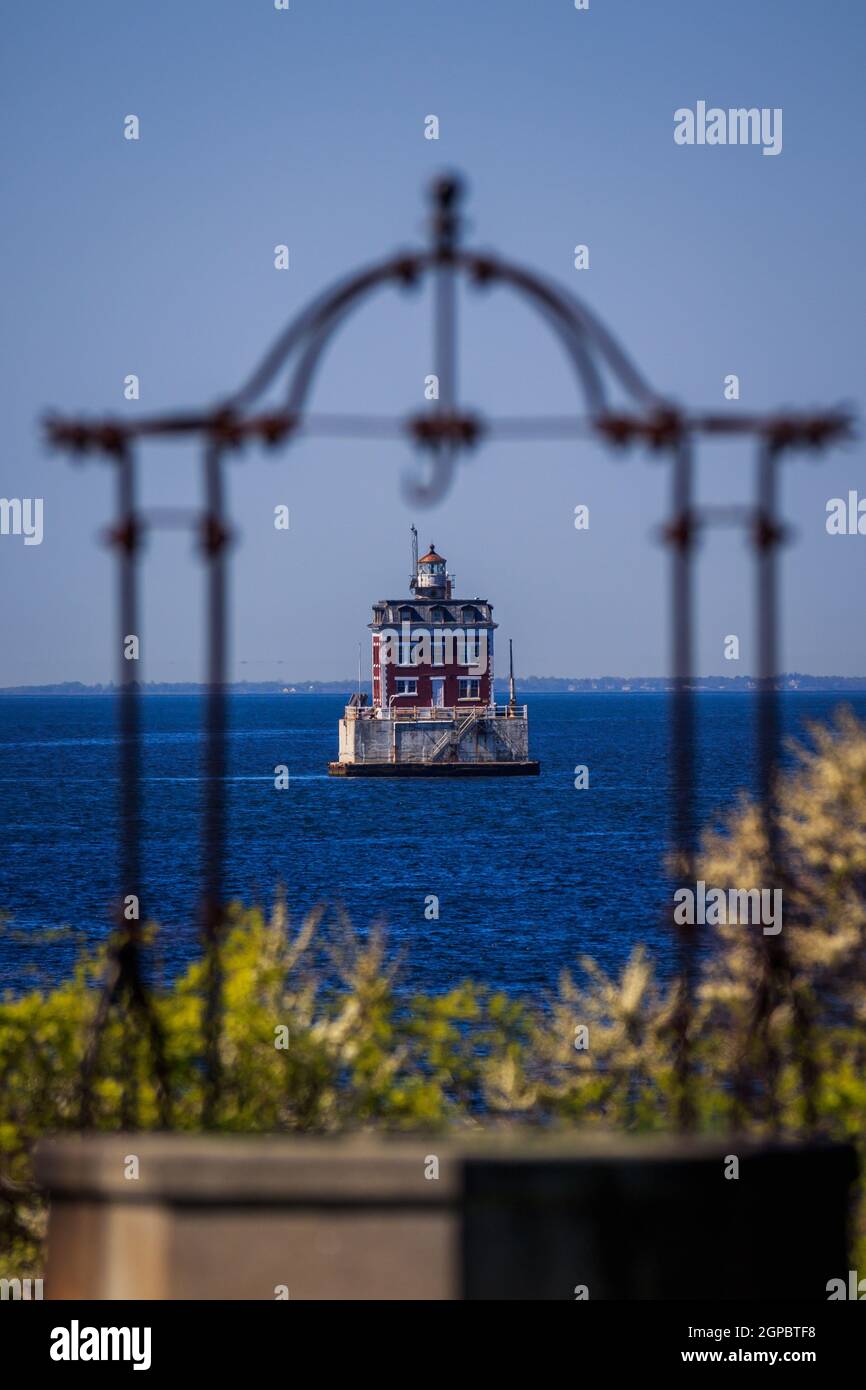 Faro di New London Ledge Foto Stock