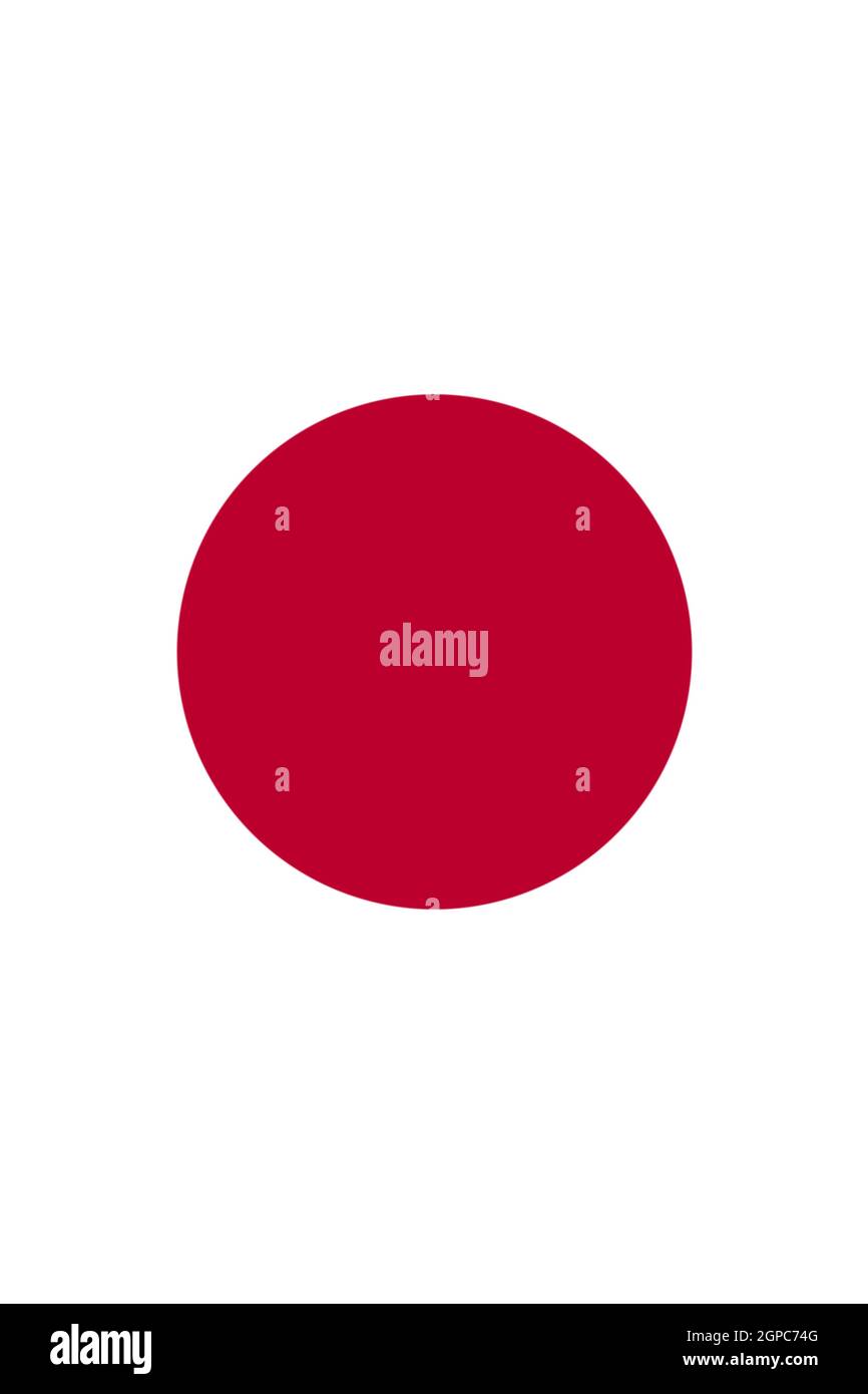 Bandiera giapponese verticale. Stato ufficiale simbolo del paese. Colori ufficiali. Foto Stock