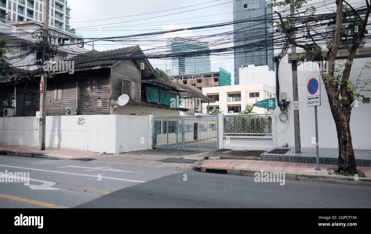 Case del Patrimonio tradizionale vecchi edifici, SAP Road, Surawong, Bangrak Bangkok Thailandia Foto Stock