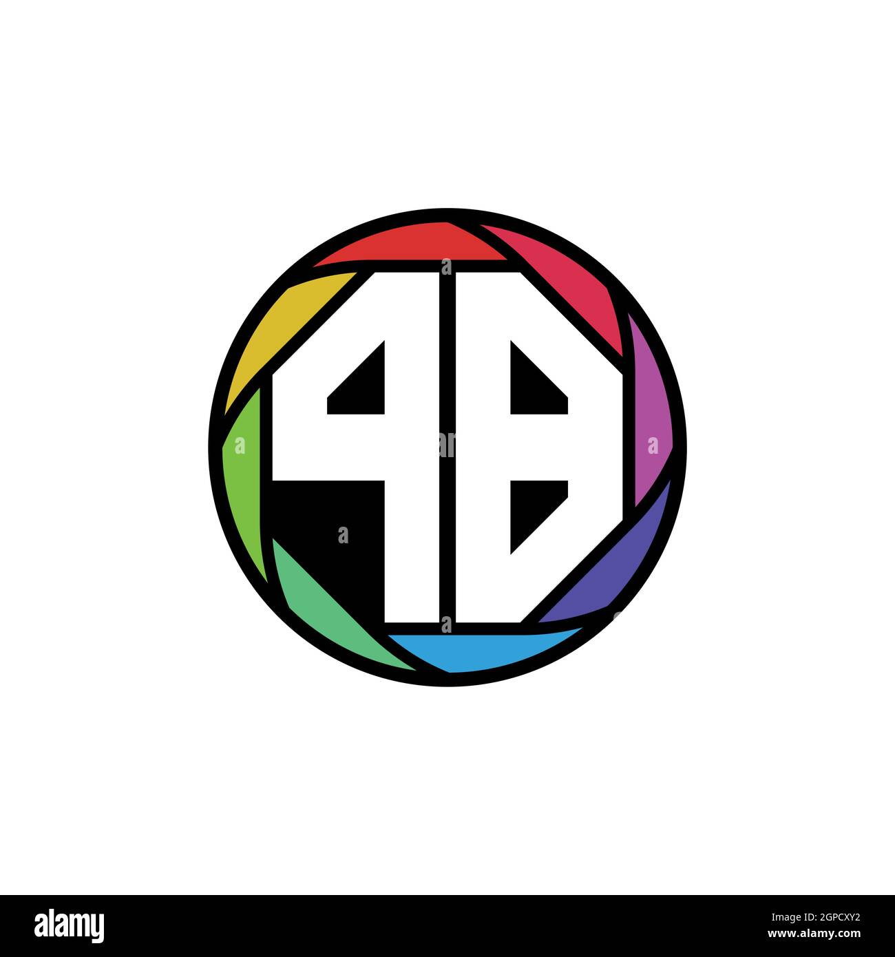 PB Monogram Logo lettera lente poligonale geometrica arcobaleno, cerchio geometrico forma arrotondata stile Illustrazione Vettoriale