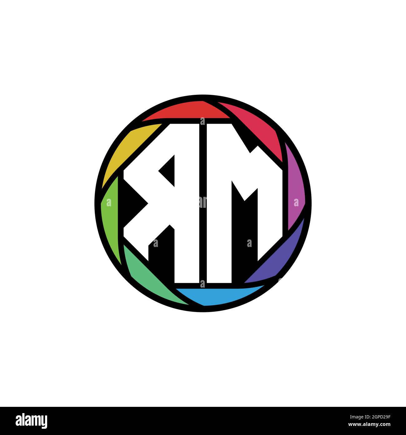 RM Monogram Logo lettera lente poligonale geometrica arcobaleno, cerchio geometrico forma arrotondata stile Illustrazione Vettoriale
