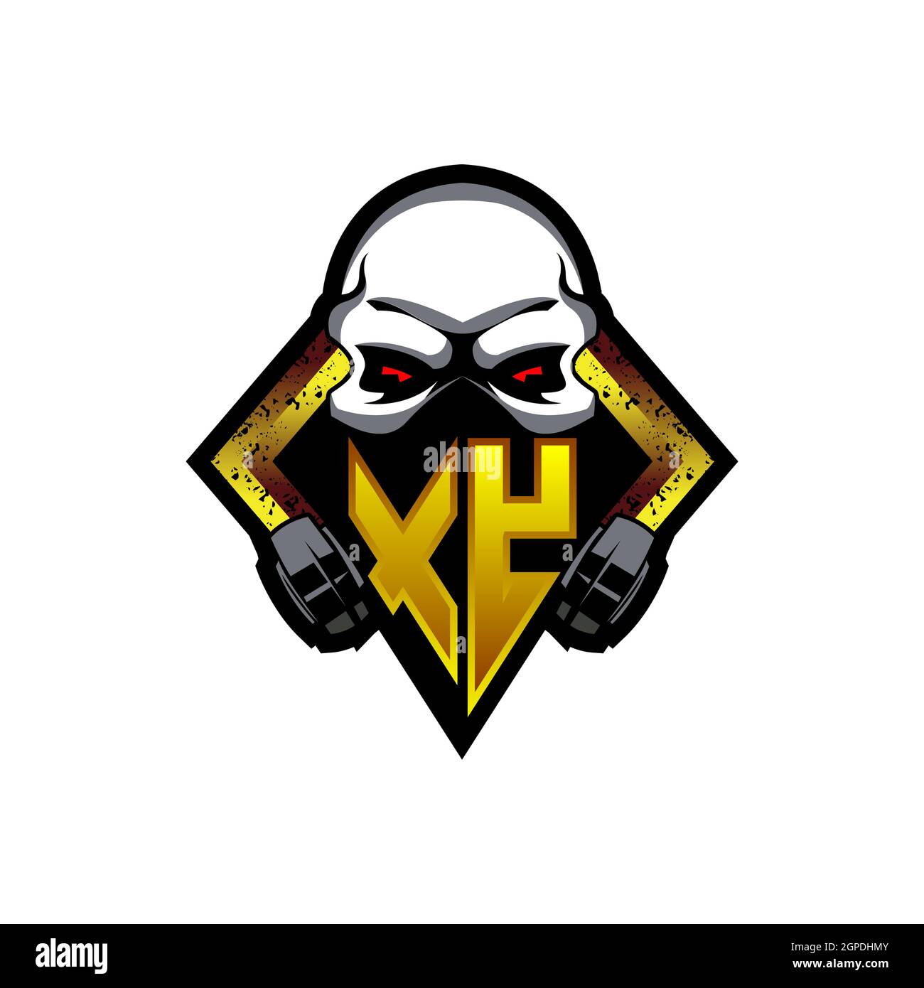 Logo XY monogramma con forma cranio disegni modello vettore icona moderna Illustrazione Vettoriale