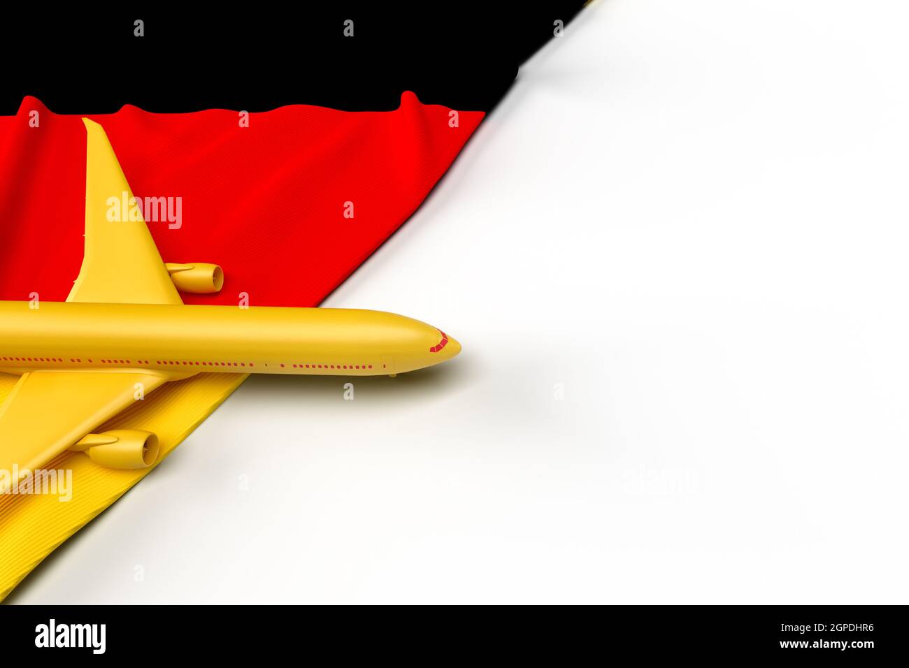 Aereo passeggeri e bandiera della Germania. Illustrazione 3D Foto Stock