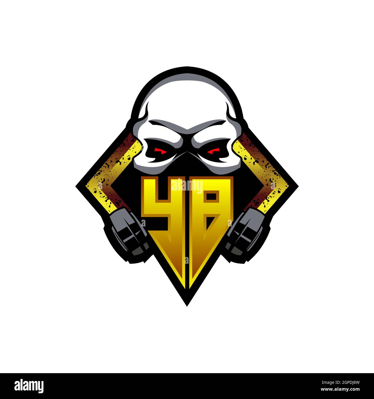 YB Logo monogramma con forma cranica disegni modello vettore icona moderna Illustrazione Vettoriale