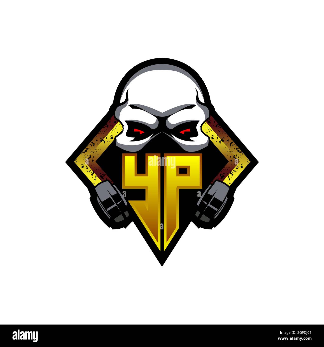 YP Logo monogramma con forma cranica disegni modello vettore icona moderna Illustrazione Vettoriale