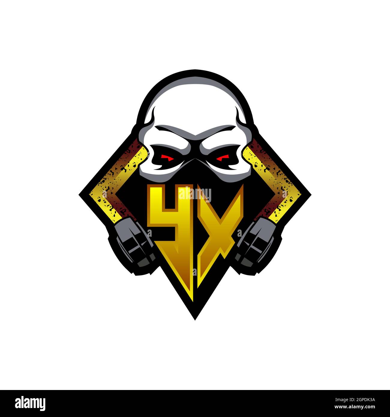 YX Logo monogramma con forma cranio disegni modello vettore icona moderna Illustrazione Vettoriale