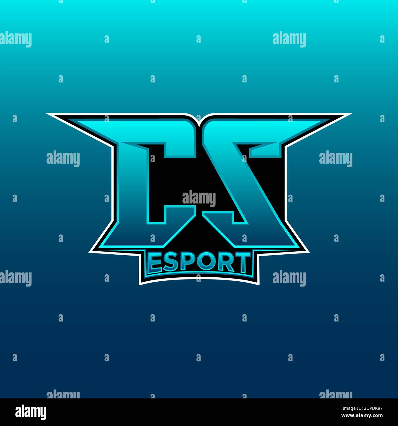 CS Logo eSport Gaming Initial con modello vettoriale di design Blue Light Color Illustrazione Vettoriale