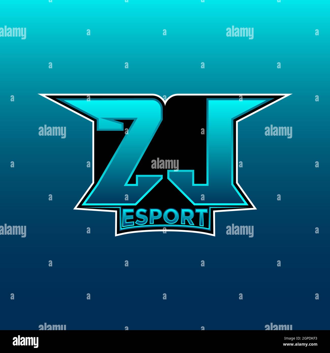 Logo ZL eSport Gaming Initial con modello vettoriale di design Blue Light Color Illustrazione Vettoriale