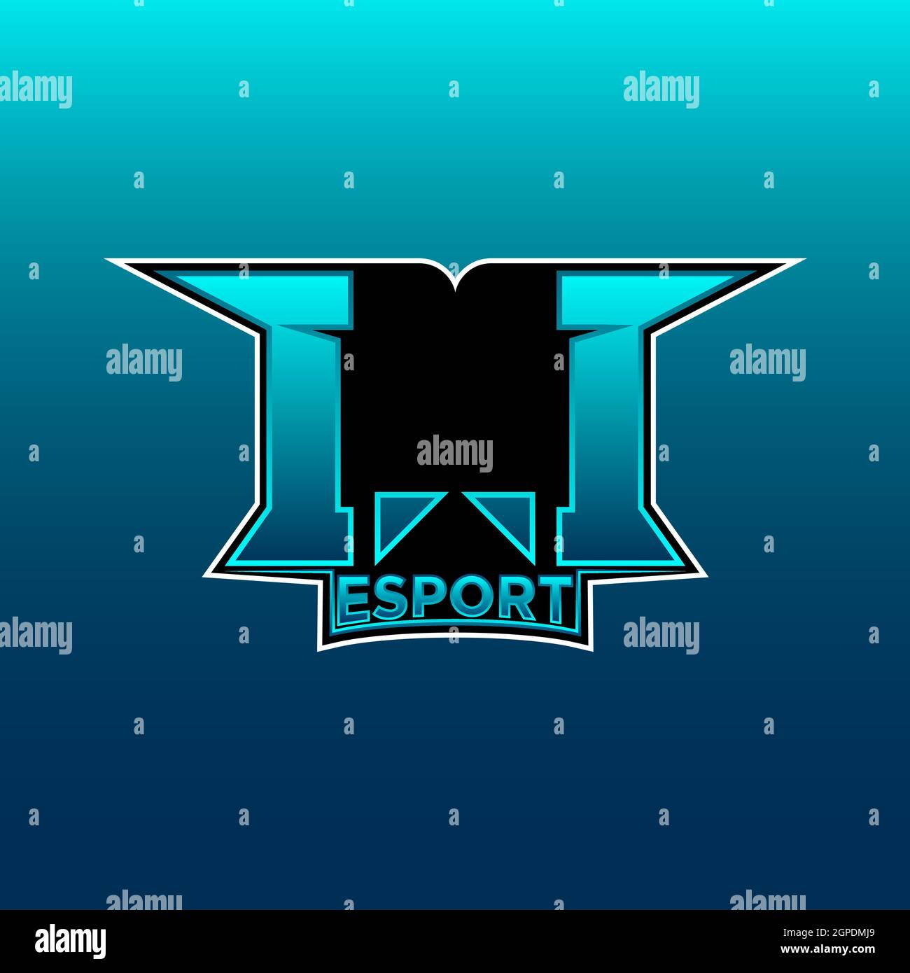II Logo eSport Gaming Initial con modello vettoriale in Blue Light Color Illustrazione Vettoriale