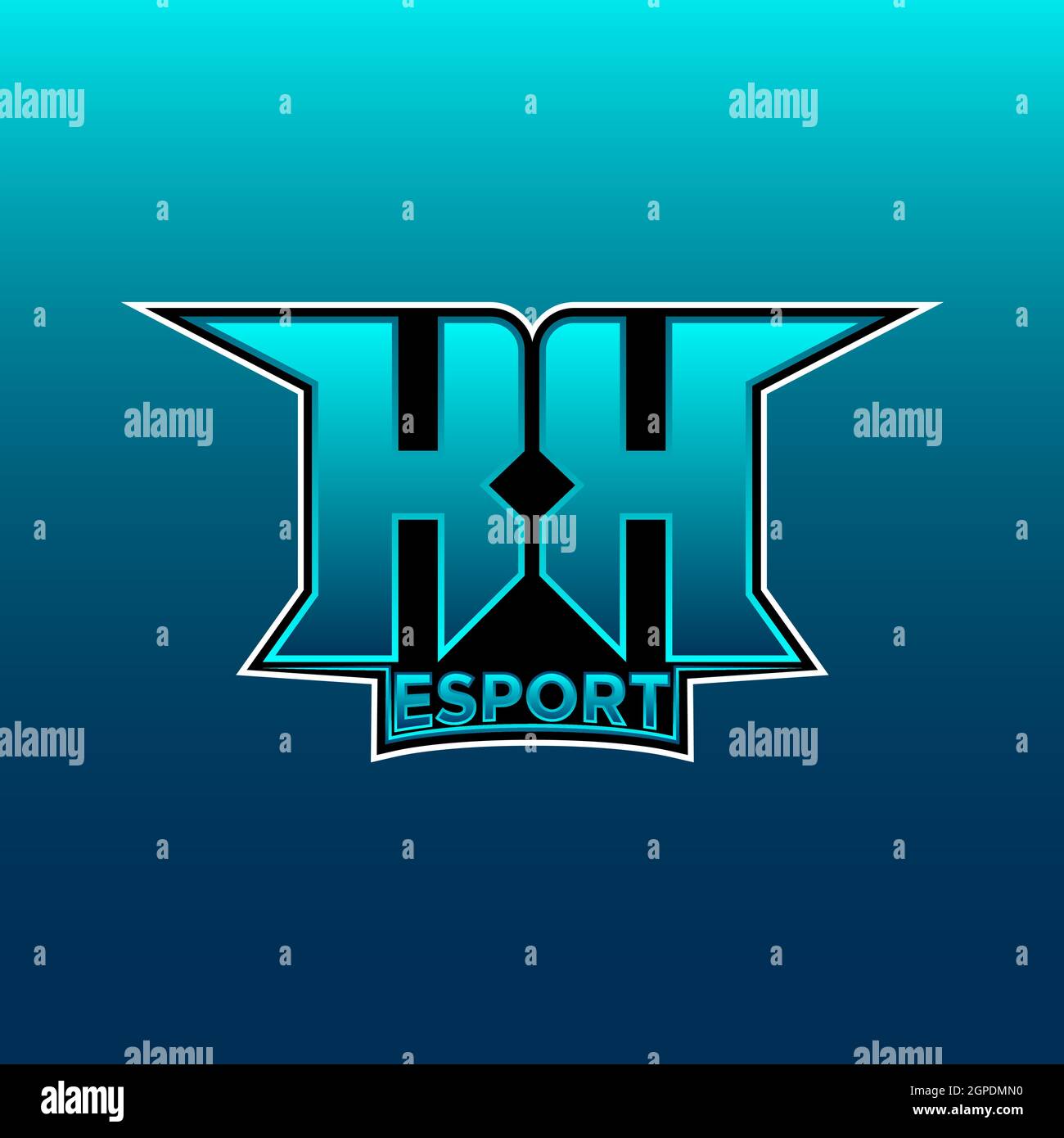 KK Logo eSport Gaming Initial con modello vettoriale in Blue Light Color Illustrazione Vettoriale