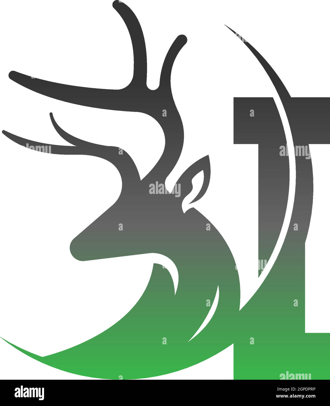 Logo dell'icona lettera i con disegno raffigurante il cervo Illustrazione Vettoriale