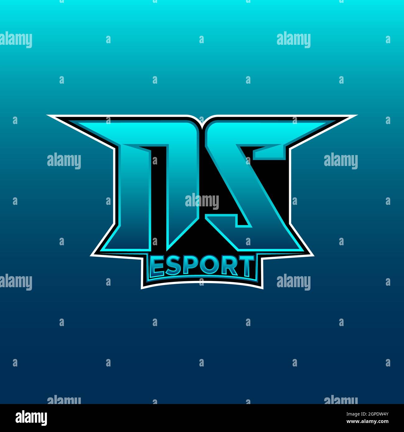 Ns Logo eSport Gaming Initial con modello vettoriale di design Blue Light Color Illustrazione Vettoriale