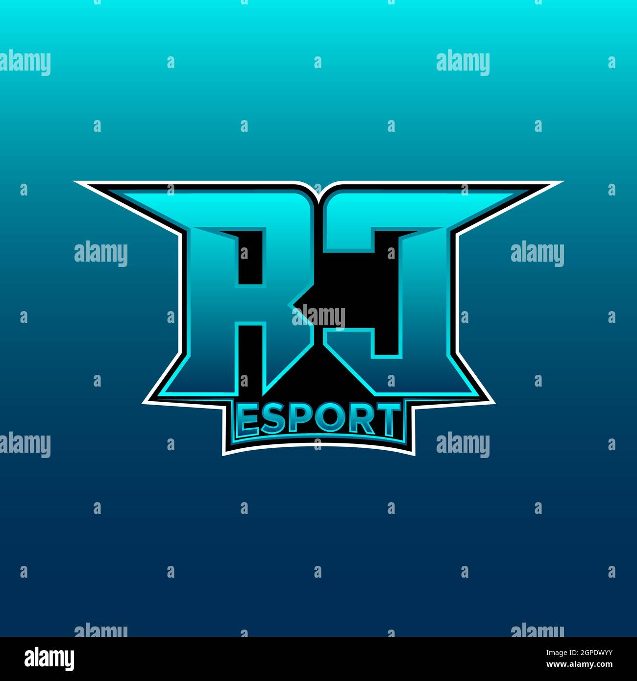 Logo RC eSport Gaming Initial con modello vettoriale di design Blue Light Color Illustrazione Vettoriale