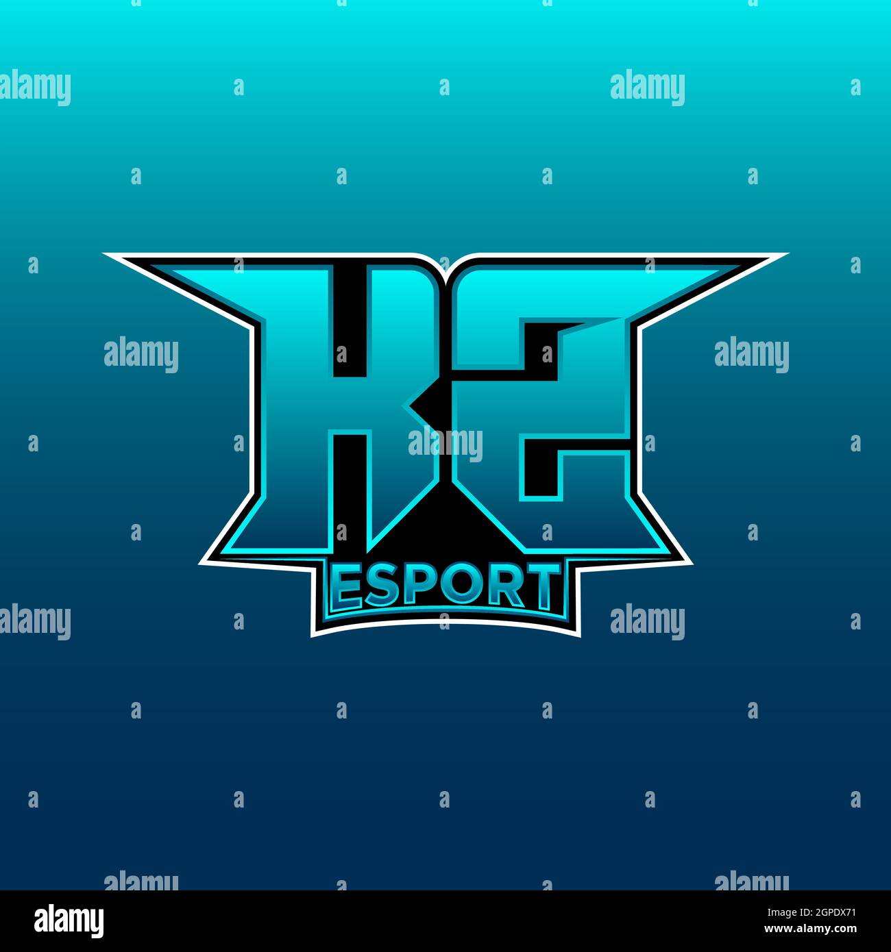 KZ Logo eSport Gaming Initial con modello vettoriale in Blue Light Color Illustrazione Vettoriale