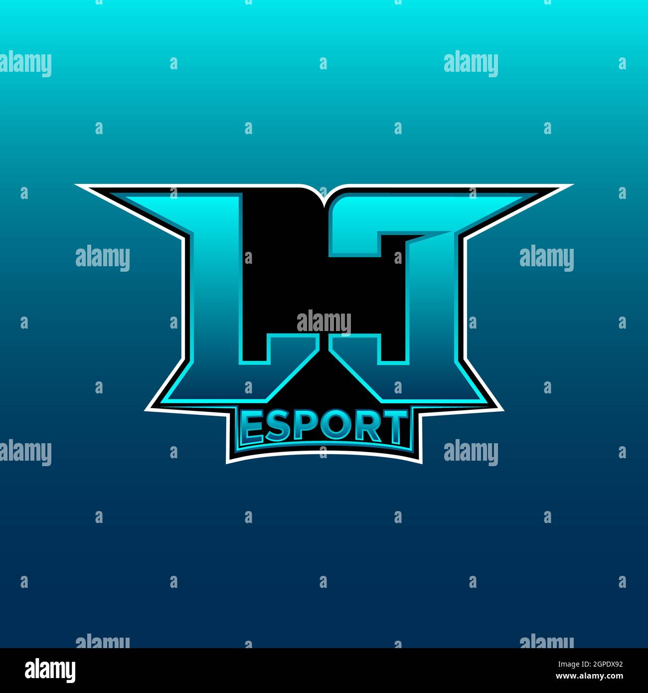 Logo LC eSport Gaming Initial con modello vettoriale di design Blue Light Color Illustrazione Vettoriale