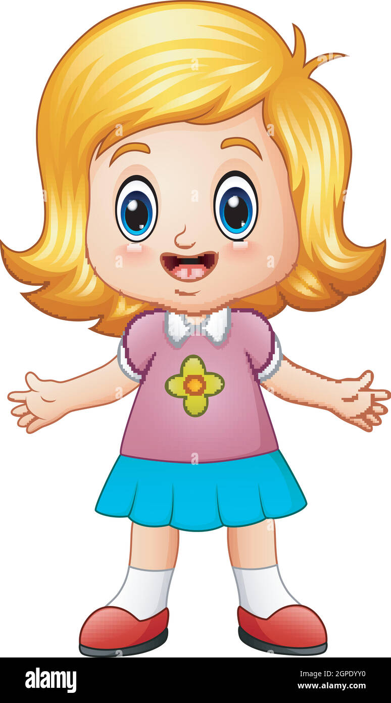 Cartoon ragazza piccola con capelli biondi Illustrazione Vettoriale