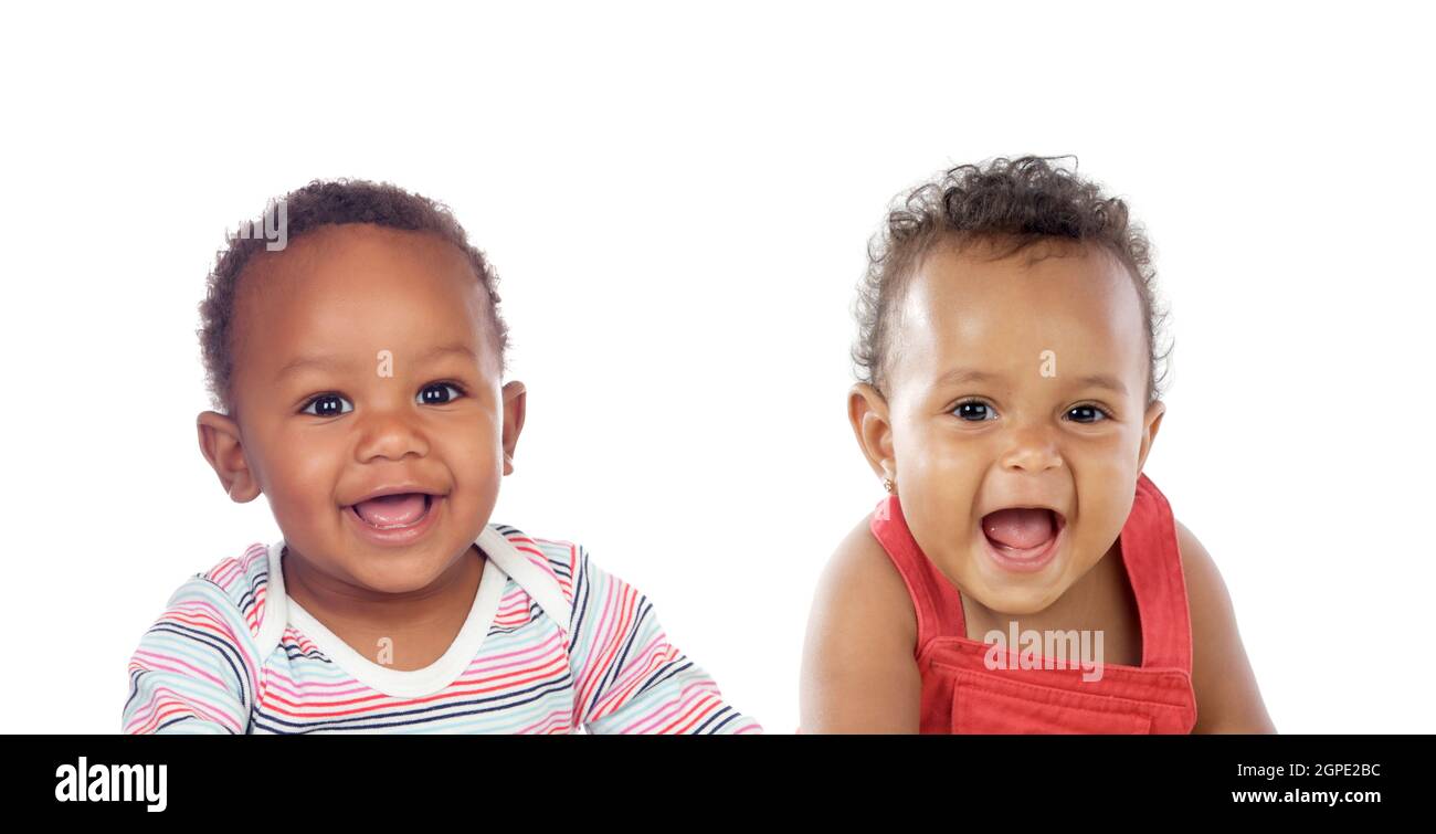 Due bambini divertenti che ridono isolati su uno sfondo bianco Foto stock -  Alamy
