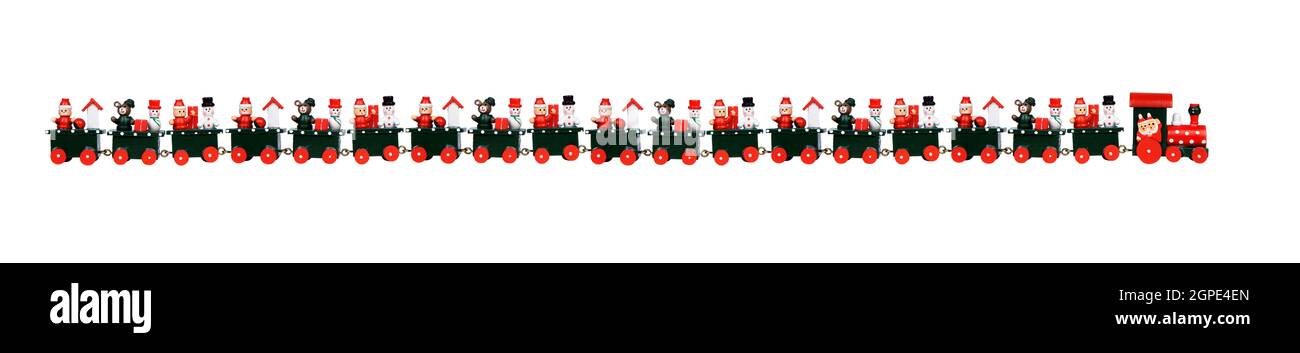 Rosso treno di Natale isolato su uno sfondo bianco Foto Stock