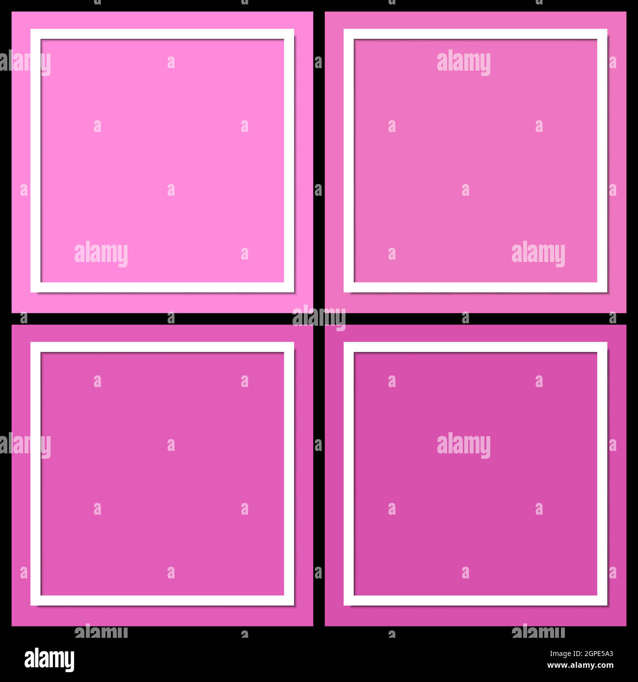 Set cornice quadrata rosa. Semplice disegno del bordo ideale per la carta di San Valentino o layout di volantino cosmetico. Raccolta di modelli vettoriali. Illustrazione Vettoriale