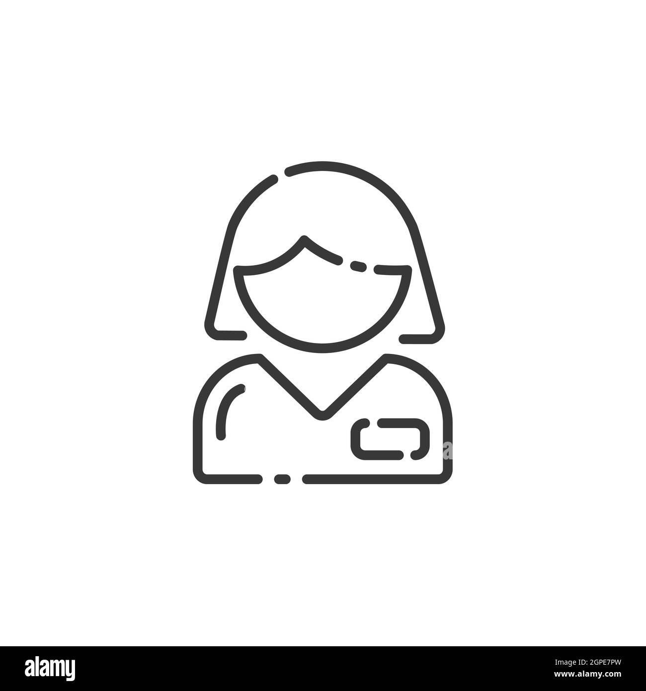 Icona linea sottile persone occupate. Donna che lavora. Illustrazione vettoriale di commercio del profilo Illustrazione Vettoriale