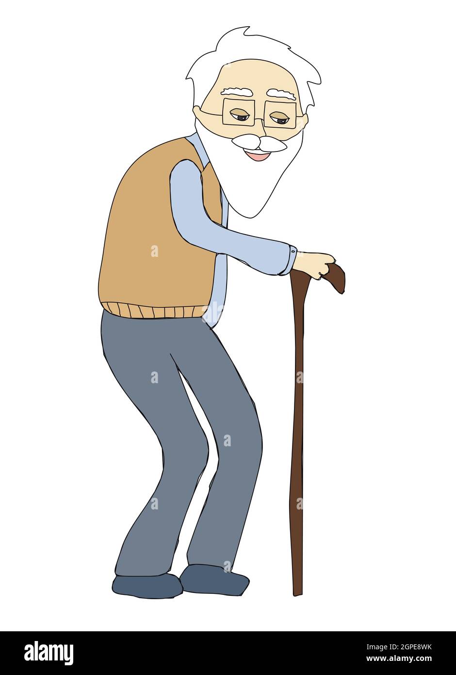 Il vecchio uomo - isolato doodle illustrazione Foto Stock
