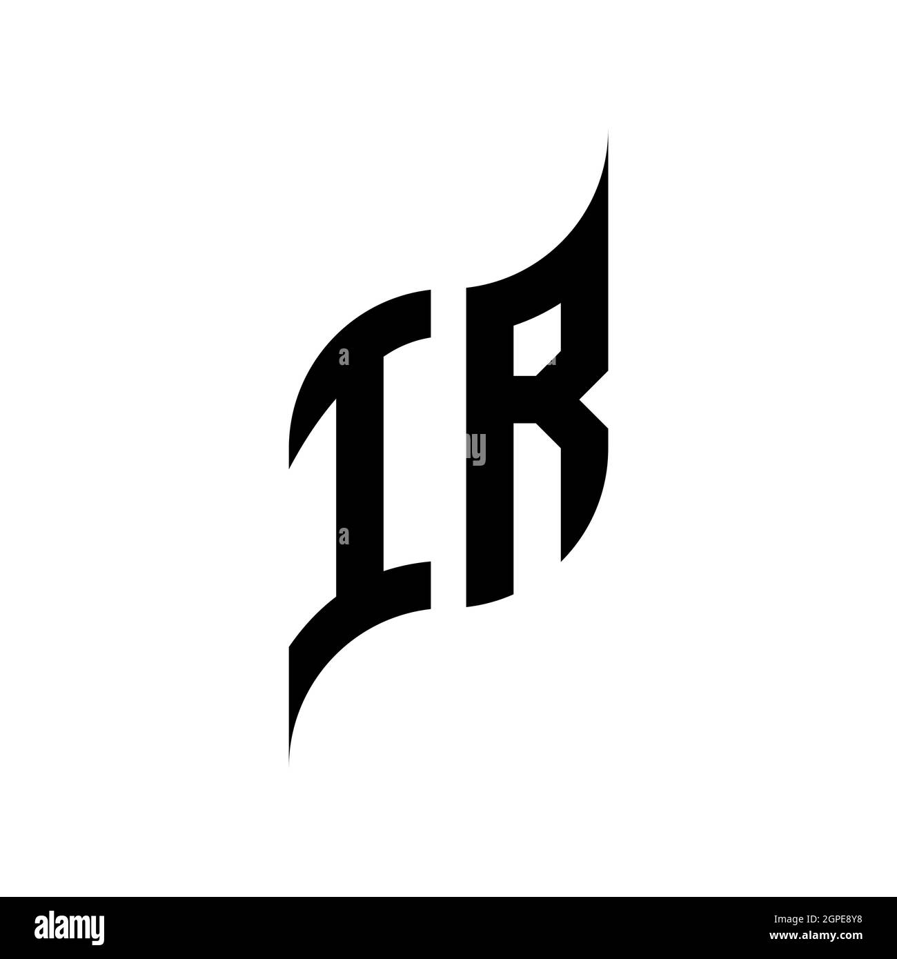 Modello di stile di forma geometrica a monogramma IR. Vettore di disegno iniziale monogramma isolato su sfondo bianco Illustrazione Vettoriale