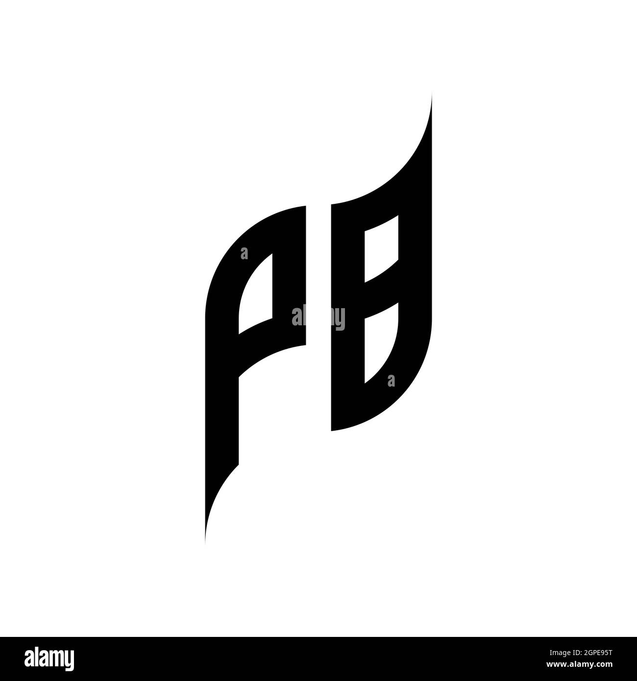 Modello di stile di forma geometrica con monogramma PB. Vettore di disegno iniziale monogramma isolato su sfondo bianco Illustrazione Vettoriale