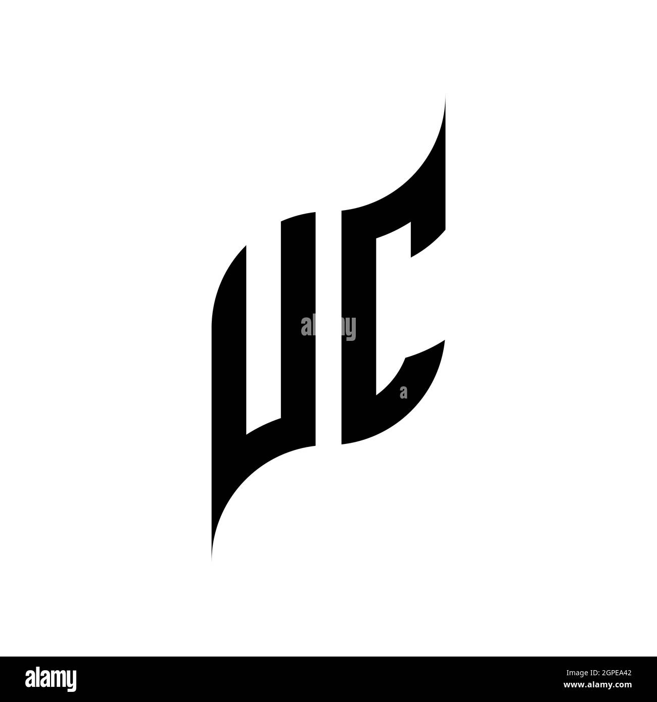 Modello di forma geometrica monogramma UC. Vettore di disegno iniziale monogramma isolato su sfondo bianco Illustrazione Vettoriale