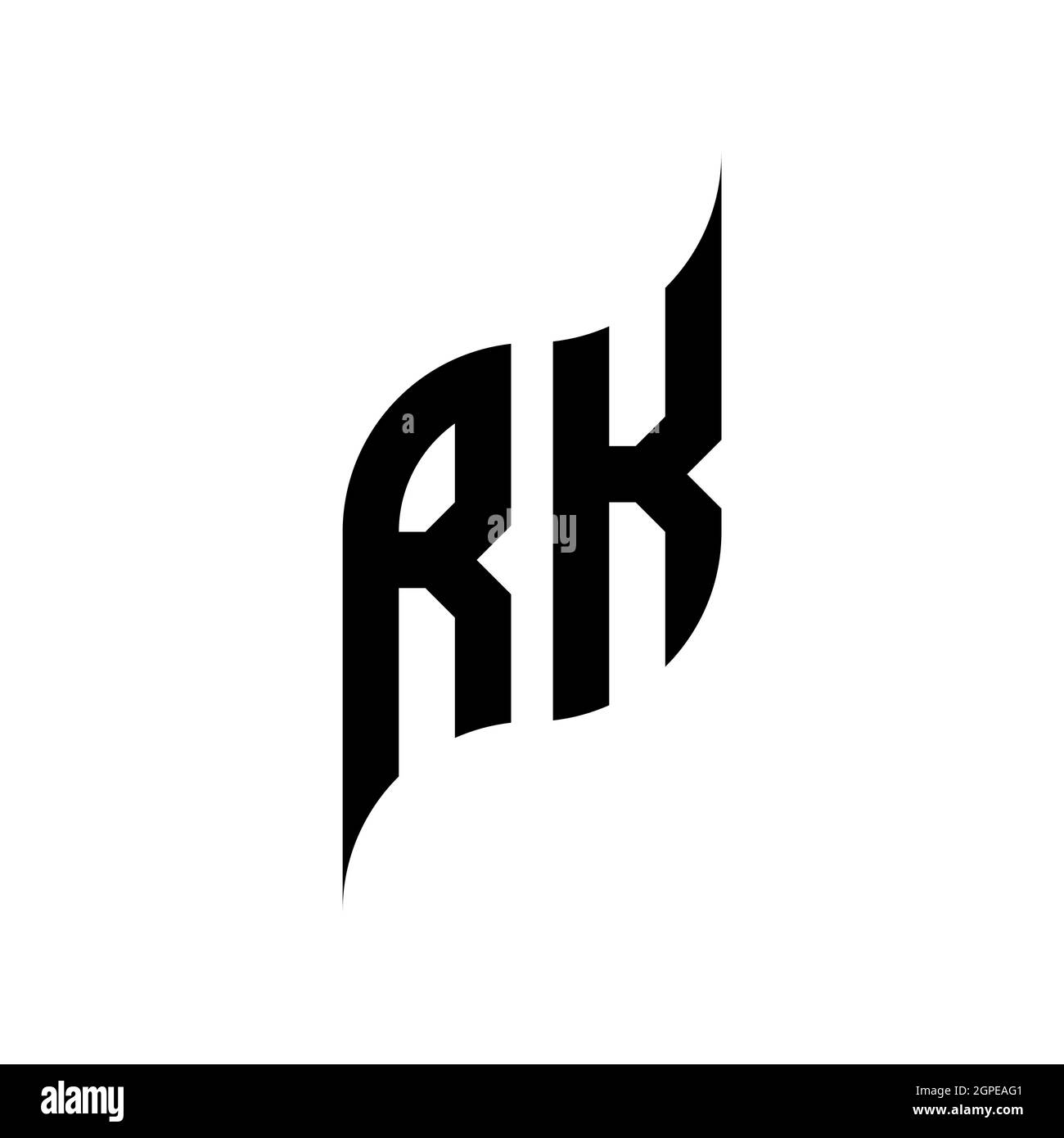 Modello di stile di forma geometrica RK monogramma. Vettore di disegno iniziale monogramma isolato su sfondo bianco Illustrazione Vettoriale