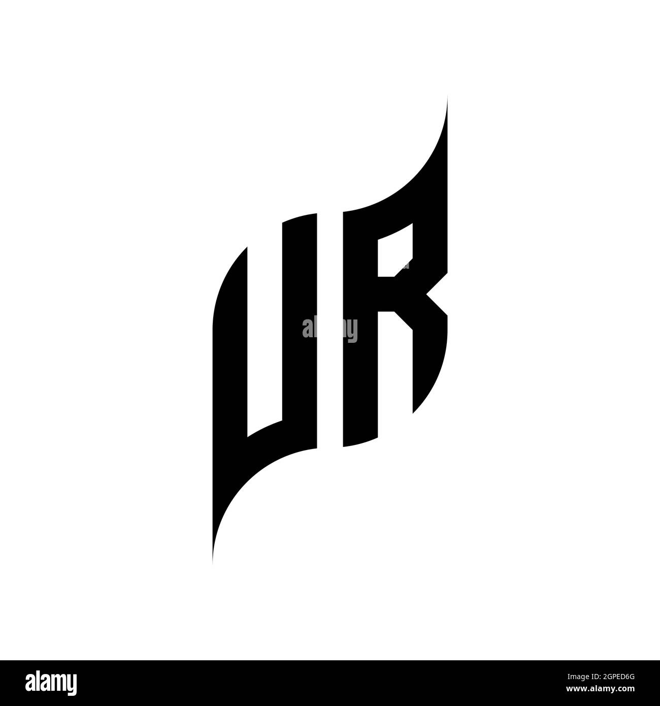 Modello di forma geometrica a monogramma UR. Vettore di disegno iniziale monogramma isolato su sfondo bianco Illustrazione Vettoriale