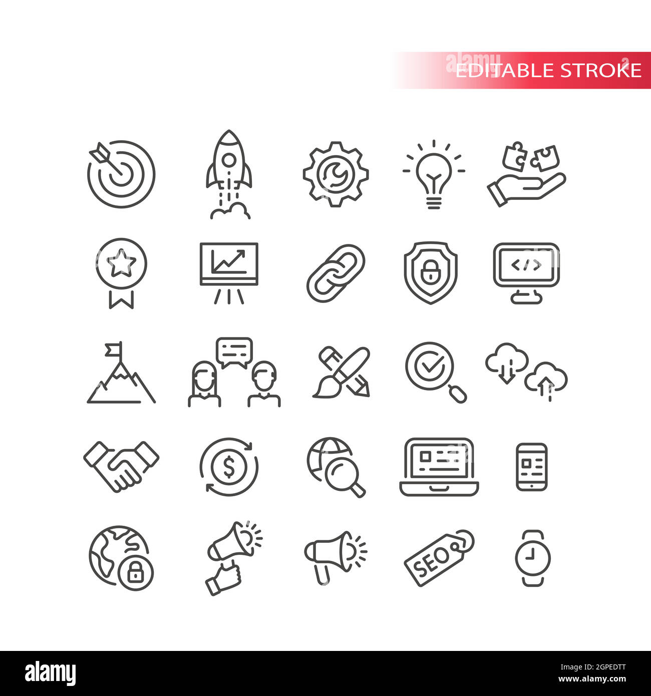 Set di icone vettore linea SEO Illustrazione Vettoriale