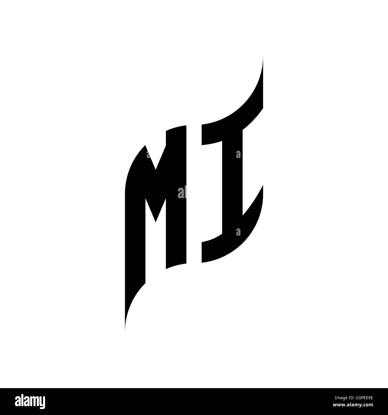 Modello di stile forma geometrica DEL monogramma MI. Vettore di disegno iniziale monogramma isolato su sfondo bianco Illustrazione Vettoriale