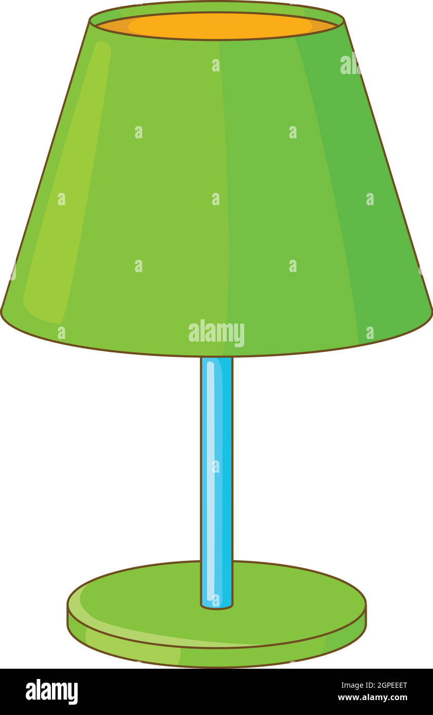 Verde lampada da scrivania, icona di stile cartoon Illustrazione Vettoriale