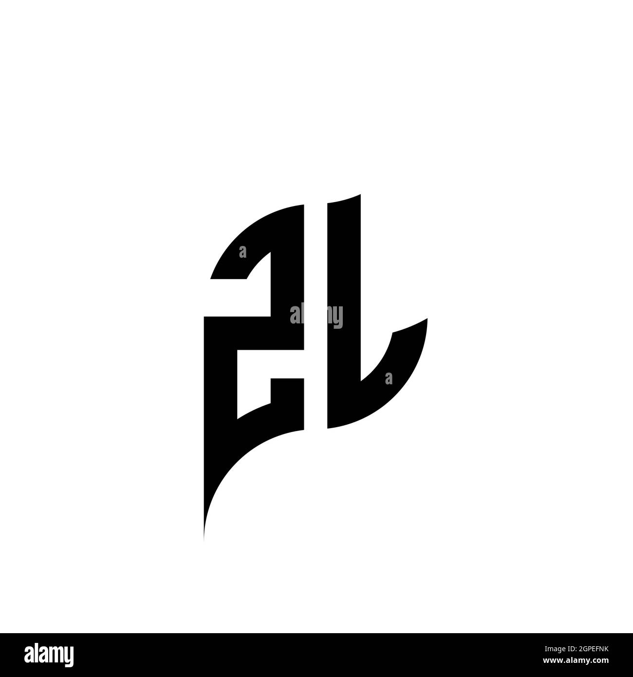 Logo ZL Monogram iniziale geometrica con modello di design a forma di ala. Logo design iniziale dell'ala isolato su sfondo nero Illustrazione Vettoriale