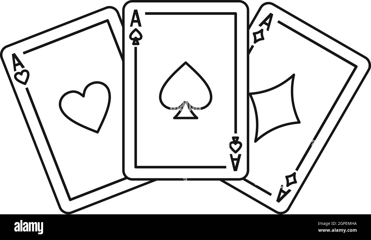 Carte da gioco, l'icona di stile di contorno Illustrazione Vettoriale