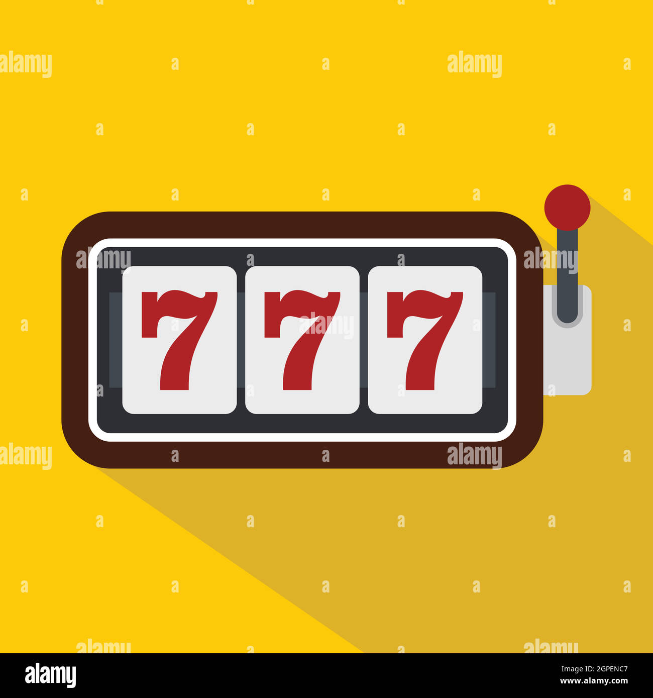 Slot machine con tre sevens, icona di stile piatto Illustrazione Vettoriale