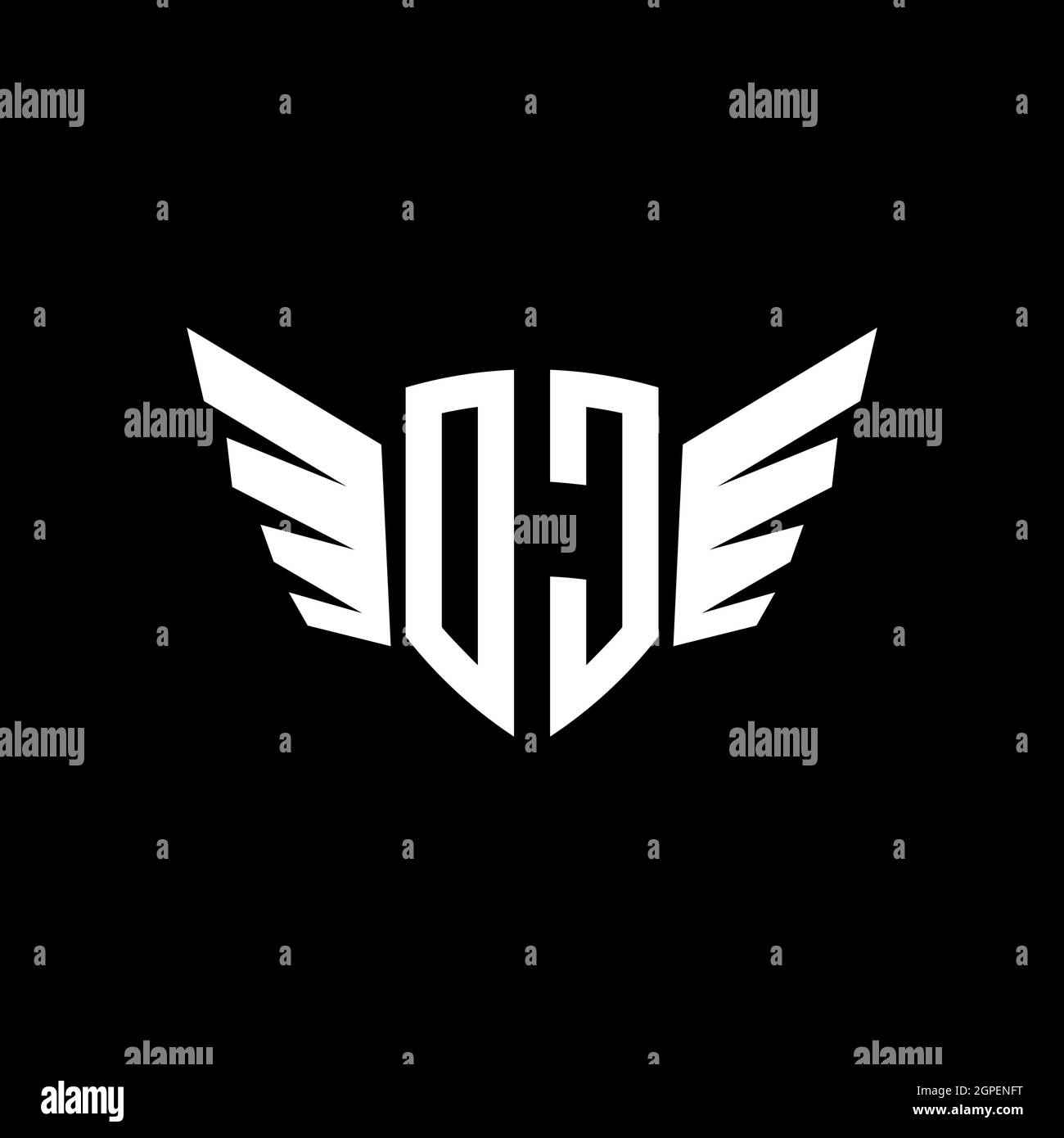 Logo monogramma OC iniziale geometrica con modello di design stile ala. Logo design iniziale dell'ala isolato su sfondo nero Illustrazione Vettoriale