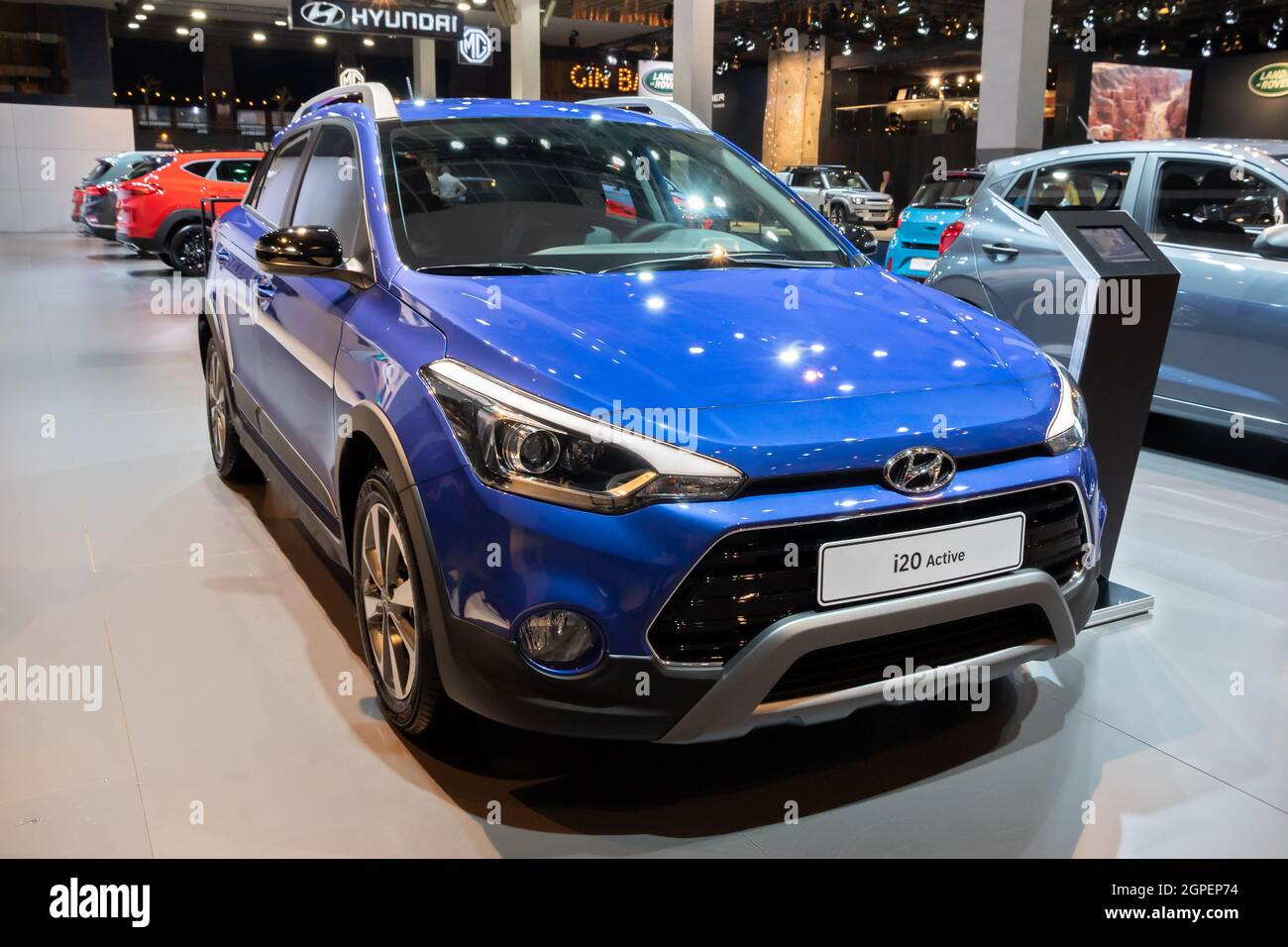 Auto Hyundai i20 in showncased all'Autosalon 2020 Motor Show. Bruxelles, Belgio - 9 gennaio 2020. Foto Stock