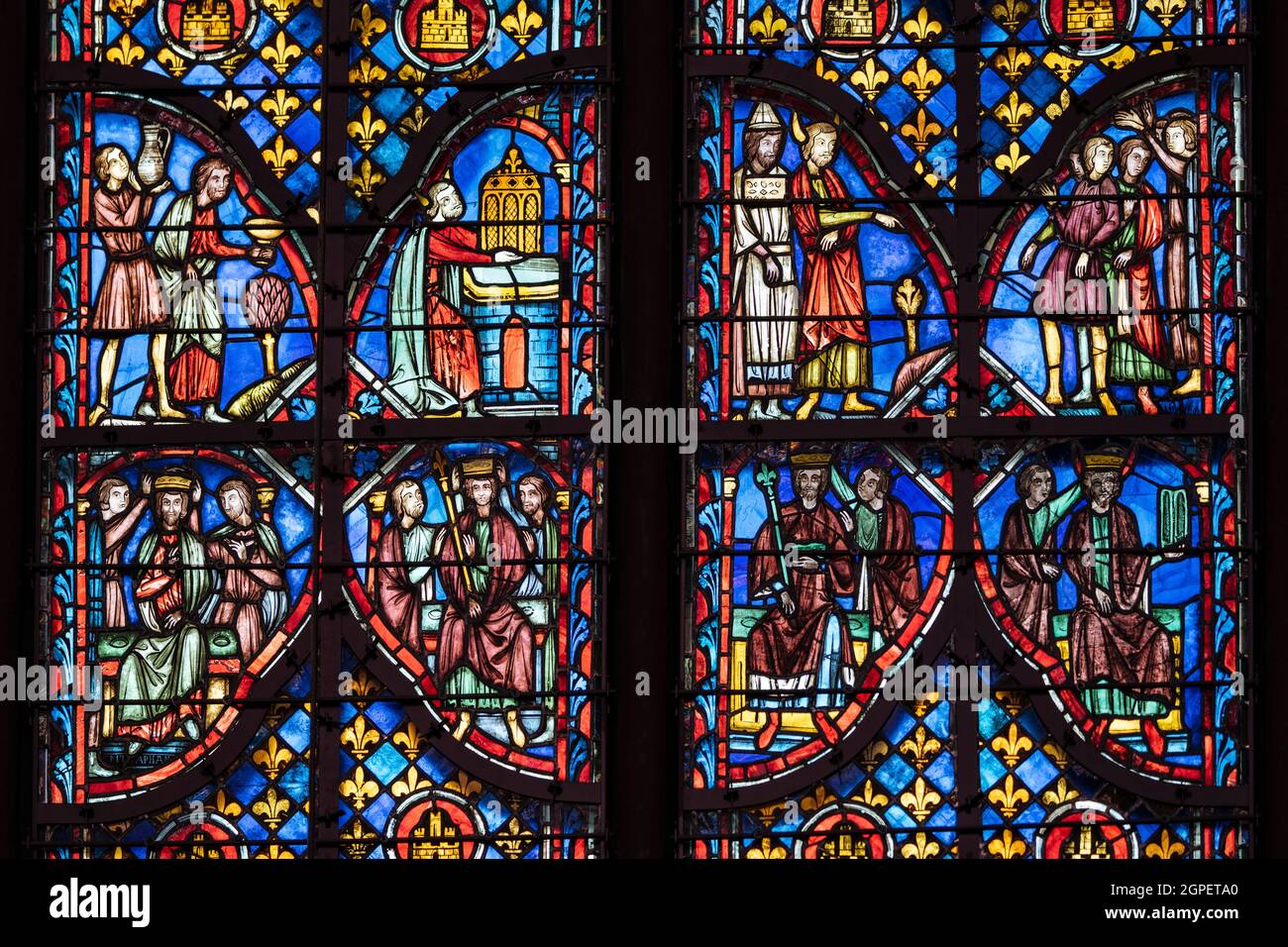 Interno di Sainte-Chapelle, Palais de la Cité, Parigi, Île-de-France, Francia, Europa Foto Stock