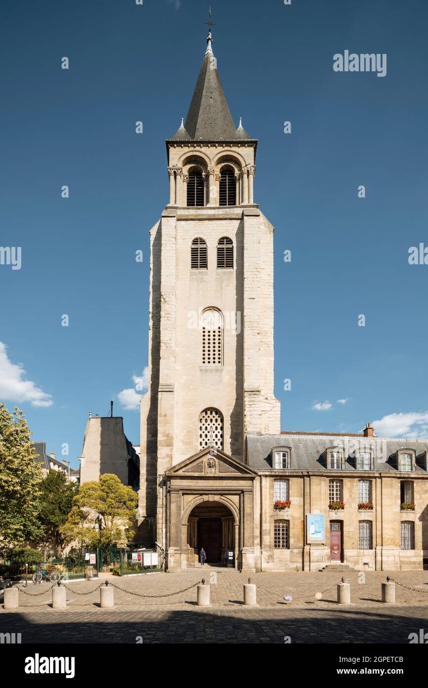 Esterno dell'Abbazia benedettina di Saint-German-des-Prés, Parigi, Île-de-France, Francia, Europa Foto Stock