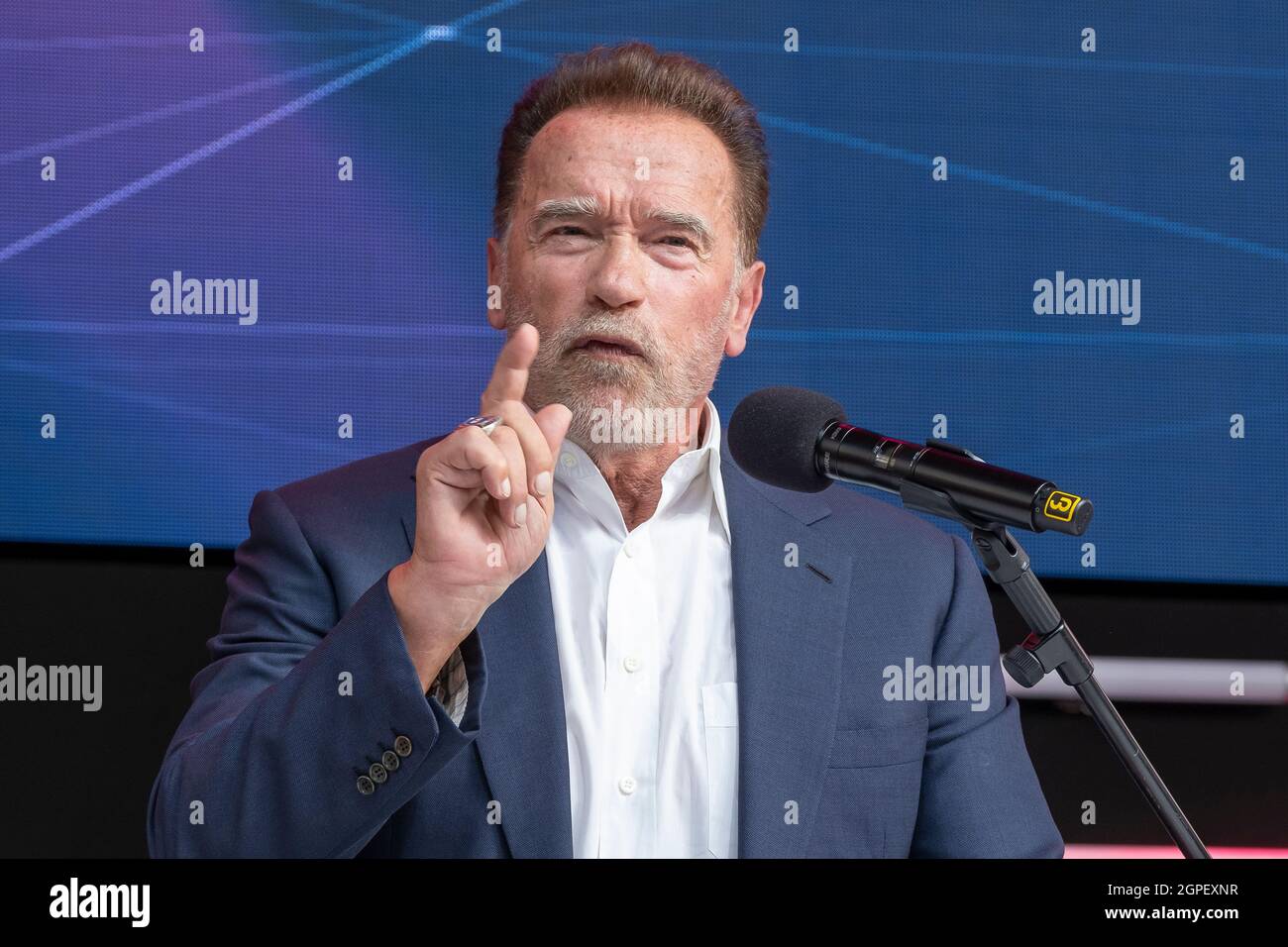 Arnold Schwarzenegger, Olympia, Hollywood Star, ex Governatore della California al Digital X evento a Colonia, Germania Foto Stock