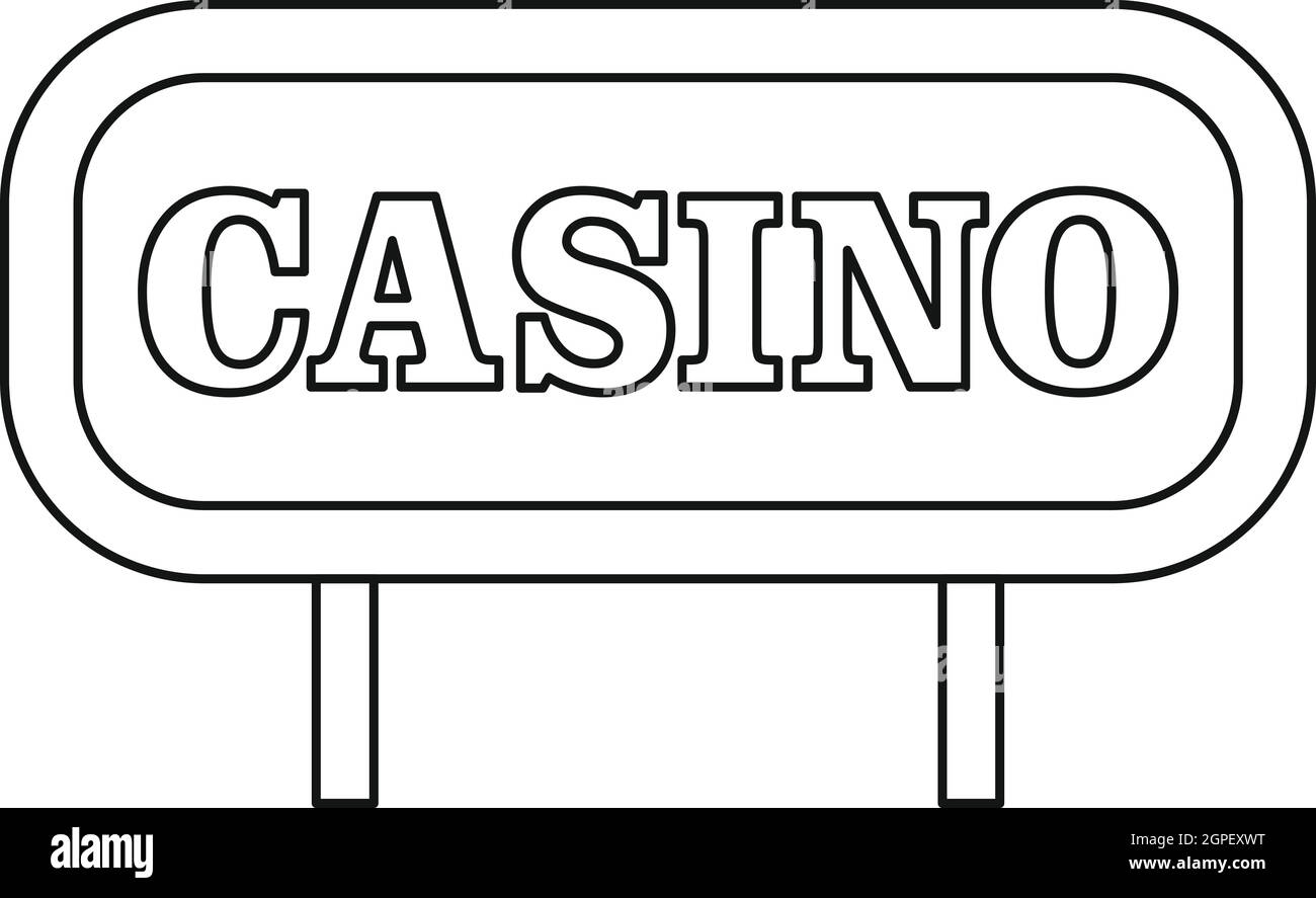 Casino cartello icona, stile contorno Illustrazione Vettoriale